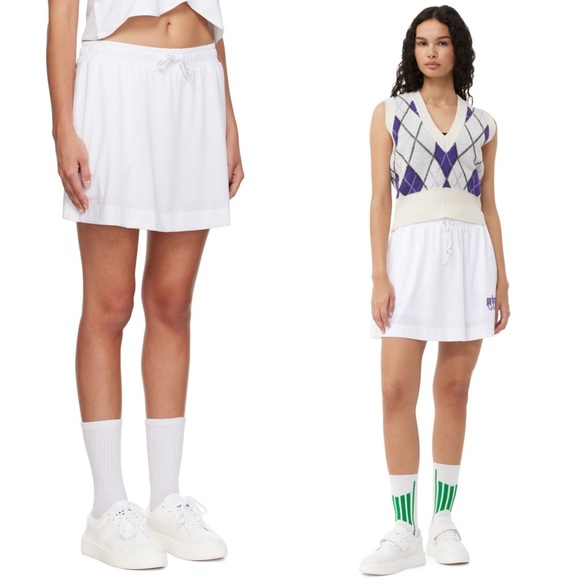 GANNI X PRINCE Graphic Logo Elastic Drawstring Waist Pull On Tennis Skirt S - Picture 5 of 13